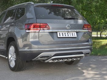 22 949 р. Защита заднего бампера (Ø42 мм, волна+зубы, нержавейка) Russtal Volkswagen Teramont CA1 дорестайлинг (2016-2020)  с доставкой в г. Санкт‑Петербург. Увеличить фотографию 4