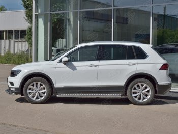 20 749 р. Пороги Russtal труба d42 с листом (v1) Volkswagen Tiguan Mk2 дорестайлинг (2016-2020)  с доставкой в г. Санкт‑Петербург. Увеличить фотографию 1