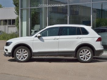 20 749 р. Пороги труба 75х42 овал с проступью Russtal Volkswagen Tiguan Mk2 дорестайлинг (2016-2020)  с доставкой в г. Санкт‑Петербург. Увеличить фотографию 4