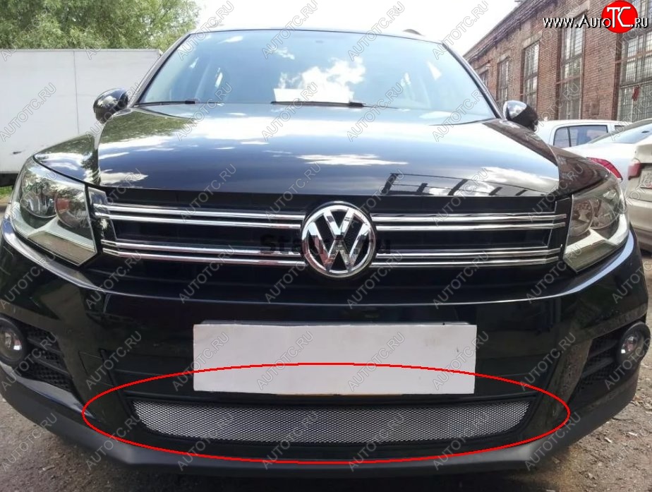 2 799 р. Защитная решётка в воздуховод автомобиля Russtal (хром) Volkswagen Tiguan Mk2 дорестайлинг (2016-2020)  с доставкой в г. Санкт‑Петербург