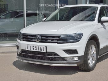 15 549 р. Защита переднего бампера (Ø42 мм, нержавейка, NOT OFF ROAD) SLITKOFF  Volkswagen Tiguan  Mk2 (2016-2020) дорестайлинг  с доставкой в г. Санкт‑Петербург. Увеличить фотографию 1