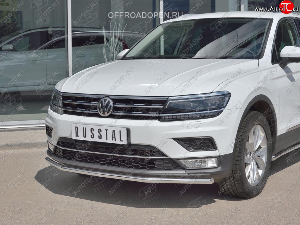 15 549 р. Защита переднего бампера (Ø42 мм, нержавейка, NOT OFF ROAD) SLITKOFF  Volkswagen Tiguan  Mk2 (2016-2020) дорестайлинг  с доставкой в г. Санкт‑Петербург