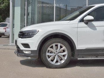 14 999 р. Защита переднего бампера (2 трубы Ø42 мм, нержавейка, NOT OFF ROAD) Russtal Volkswagen Tiguan Mk2 дорестайлинг (2016-2020)  с доставкой в г. Санкт‑Петербург. Увеличить фотографию 4