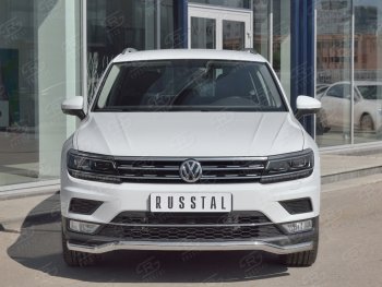 9 349 р. Защита переднего бампера (Ø63 мм волна, нержавейка) Russtal Volkswagen Tiguan Mk2 дорестайлинг (2016-2020)  с доставкой в г. Санкт‑Петербург. Увеличить фотографию 1