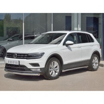 14 599 р. Защита переднего бампера (Ø63 мм, нержавейка, NOT OFF ROAD) Russtal Volkswagen Tiguan Mk2 дорестайлинг (2016-2020)  с доставкой в г. Санкт‑Петербург. Увеличить фотографию 3