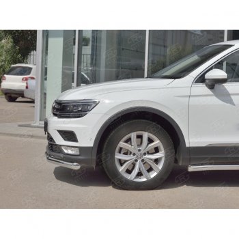 14 599 р. Защита переднего бампера (Ø63 мм, нержавейка, NOT OFF ROAD) Russtal Volkswagen Tiguan Mk2 дорестайлинг (2016-2020)  с доставкой в г. Санкт‑Петербург. Увеличить фотографию 4