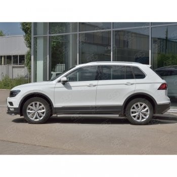 18 799 р.  Защита порогов (Ø63 мм, секции) SLITKOFF  Volkswagen Tiguan  Mk2 (2016-2020) дорестайлинг (Вариант 2 (пластиковые заглушки))  с доставкой в г. Санкт‑Петербург. Увеличить фотографию 2