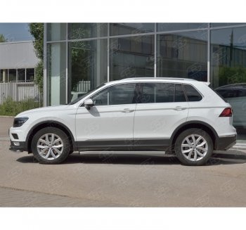 18 799 р.  Защита порогов (Ø63 мм, секции) SLITKOFF  Volkswagen Tiguan  Mk2 (2016-2020) дорестайлинг (Вариант 2 (пластиковые заглушки))  с доставкой в г. Санкт‑Петербург. Увеличить фотографию 3