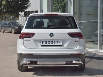 Защита заднего бампера (Ø63/42/63 мм, нержавейка, NOT OFF ROAD) SLITKOFF Volkswagen (Волксваген) Tiguan (Тигуан)  Mk2 (2016-2020) Mk2 дорестайлинг