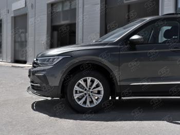 16 299 р. Защита переднего бампера (Ø42 мм волна, нержавейка, NOT R-LINE) SLITKOFF Volkswagen Tiguan Mk2 рестайлинг (2020-2022)  с доставкой в г. Санкт‑Петербург. Увеличить фотографию 2