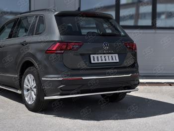 Защита заднего бампера (Ø42 мм, нержавейка, NOT R-LINE) SLITKOFF Volkswagen (Волксваген) Tiguan (Тигуан)  Mk2 (2020-2022) Mk2 рестайлинг