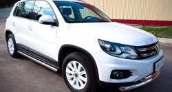 14 849 р. Защита порогов из круглой трубы диаметром 63 мм (Track & Field) Russtal Volkswagen Tiguan NF рестайлинг (2011-2017) (Защита порогов с со скосами на торцах (вариант 1))  с доставкой в г. Санкт‑Петербург. Увеличить фотографию 8