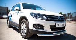 10 249 р. Защита переднего бампера (2 трубыØ63 и 42 мм, нержавейка) Russtal  Volkswagen Tiguan  NF (2011-2017) рестайлинг  с доставкой в г. Санкт‑Петербург. Увеличить фотографию 3