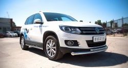 10 849 р. Защита переднего бампера (2 трубыØ76 и 42 мм, нержавейка) Russtal Volkswagen Tiguan NF рестайлинг (2011-2017)  с доставкой в г. Санкт‑Петербург. Увеличить фотографию 3