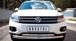 16 999 р. Защита переднего бампера (2 трубыØ76 и 63 мм, нержавейка, Track & Field) Russtal Volkswagen Tiguan NF рестайлинг (2011-2017)  с доставкой в г. Санкт‑Петербург. Увеличить фотографию 1