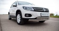 19 999 р. Защита переднего бампера (2 трубыØ75х42 мм, нержавейка) Russtal Volkswagen Tiguan NF рестайлинг (2011-2017)  с доставкой в г. Санкт‑Петербург. Увеличить фотографию 2