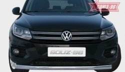 16 064 р. Защита переднего бампера одинарная Souz-96 (d76) Volkswagen Tiguan NF рестайлинг (2011-2017)  с доставкой в г. Санкт‑Петербург. Увеличить фотографию 1