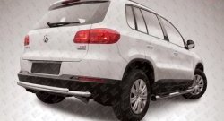 Двойная защита заднего бампера из двух труб диаметром 57 и 42 мм Slitkoff Volkswagen Tiguan NF рестайлинг (2011-2017)