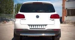 9 249 р. Одинарная защита заднего бампера из трубы диаметром 76 мм (Sport & Style) Russtal  Volkswagen Tiguan  NF (2011-2017) рестайлинг  с доставкой в г. Санкт‑Петербург. Увеличить фотографию 1