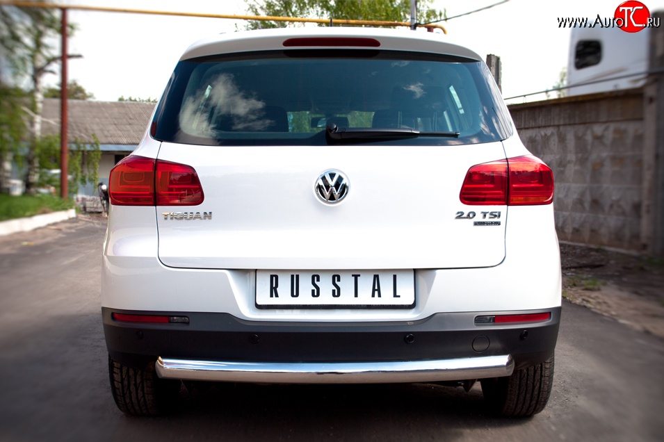 14 399 р. Защита заднего бампера (Ø76 мм, нержавейка,Track & Field) Russtal Volkswagen Tiguan NF рестайлинг (2011-2017)  с доставкой в г. Санкт‑Петербург