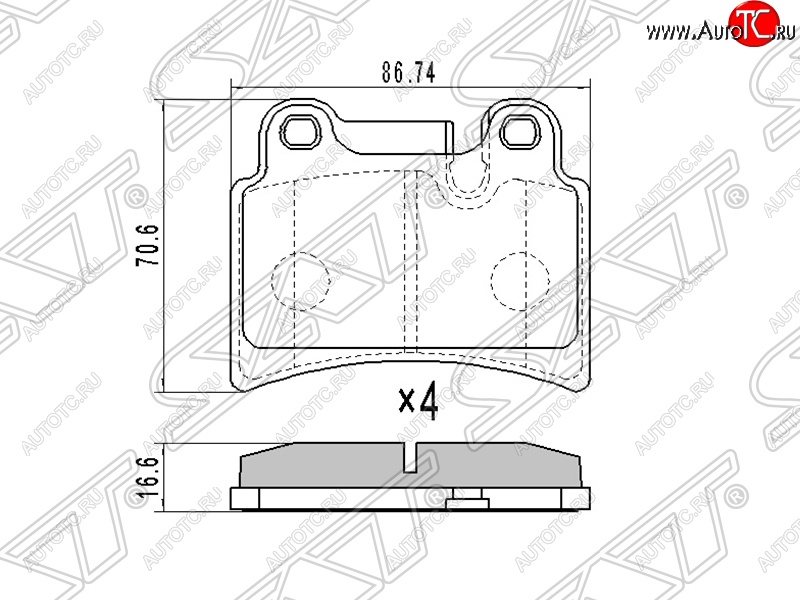 879 р. Колодки тормозные SAT (задние, 86,74*70,6*16,6)  Volkswagen Touareg  GP (2002-2010) дорестайлинг, рестайлинг  с доставкой в г. Санкт‑Петербург