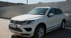 27 999 р. Защита переднего бампера (2 трубыØ75х42 мм, нержавейка) Russtal Volkswagen Touareg NF рестайлинг (2014-2018)  с доставкой в г. Санкт‑Петербург. Увеличить фотографию 4