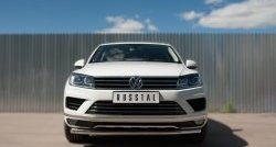 13 549 р. Одинарная защита переднего бампера диаметром 63 мм Russtal Volkswagen Touareg NF рестайлинг (2014-2018)  с доставкой в г. Санкт‑Петербург. Увеличить фотографию 1