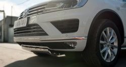 15 649 р. Защита переднего бампера (Ø75х42 мм, нержавейка) Russtal Volkswagen Touareg NF рестайлинг (2014-2018)  с доставкой в г. Санкт‑Петербург. Увеличить фотографию 2