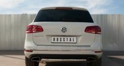 15 649 р. Защита заднего бампера (Ø75x42 мм, нержавейка) Russtal Volkswagen Touareg NF рестайлинг (2014-2018)  с доставкой в г. Санкт‑Петербург. Увеличить фотографию 1