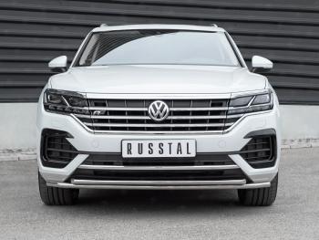 15 649 р. Защита переднего бампера (2 трубы Ø42, нержавейка, NOT 2.0 TSI) Volkswagen Touareg CR (2018-2024)  с доставкой в г. Санкт‑Петербург. Увеличить фотографию 1