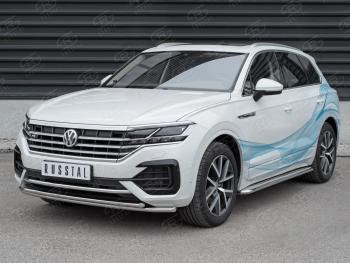 15 649 р. Защита переднего бампера (2 трубы Ø42, нержавейка, NOT 2.0 TSI) Volkswagen Touareg CR (2018-2024)  с доставкой в г. Санкт‑Петербург. Увеличить фотографию 2