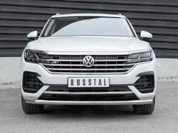 13 549 р. Защита переднего бампера (Ø63 мм, нержавейка, NOT 2.0 TSI) Russtal Volkswagen Touareg CR (2018-2024)  с доставкой в г. Санкт‑Петербург. Увеличить фотографию 1