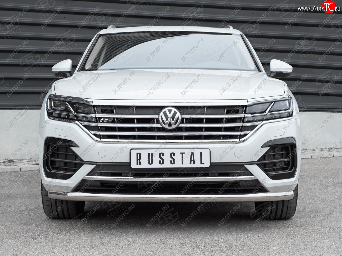 13 549 р. Защита переднего бампера (Ø63 мм, нержавейка, NOT 2.0 TSI) Russtal Volkswagen Touareg CR (2018-2024)  с доставкой в г. Санкт‑Петербург