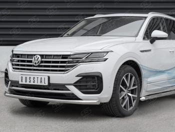 13 549 р. Защита переднего бампера (Ø63 мм, нержавейка, NOT 2.0 TSI) Russtal Volkswagen Touareg CR (2018-2024)  с доставкой в г. Санкт‑Петербург. Увеличить фотографию 2