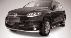 15 299 р. Одинарная защита переднего бампера диаметром 76 мм Slitkoff  Volkswagen Touareg  NF (2010-2014) (Цвет: нержавеющая полированная сталь)  с доставкой в г. Санкт‑Петербург. Увеличить фотографию 1