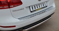 15 999 р. Одинарная защита заднего бампера из трубы диаметром 63 мм Russtal Volkswagen Touareg NF дорестайлинг (2010-2014)  с доставкой в г. Санкт‑Петербург. Увеличить фотографию 2