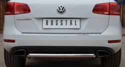 Одинарная защита заднего бампера из трубы диаметром 63 мм Russtal Volkswagen Touareg NF дорестайлинг (2010-2014)