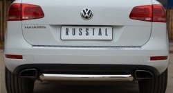 Одинарная защита заднего бампера из трубы диаметром 76 мм Russtal Volkswagen Touareg NF дорестайлинг (2010-2014)