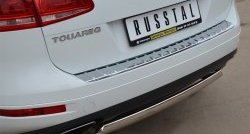 16 849 р. Защита заднего бампера (Ø75x42 мм, нержавейка) Russtal Volkswagen Touareg NF дорестайлинг (2010-2014)  с доставкой в г. Санкт‑Петербург. Увеличить фотографию 2