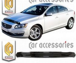 1 759 р. Дефлектор капота CA Plastic  Volvo S60  FS седан (2013-2018) рестайлинг (Classic черный, Без надписи)  с доставкой в г. Санкт‑Петербург. Увеличить фотографию 1