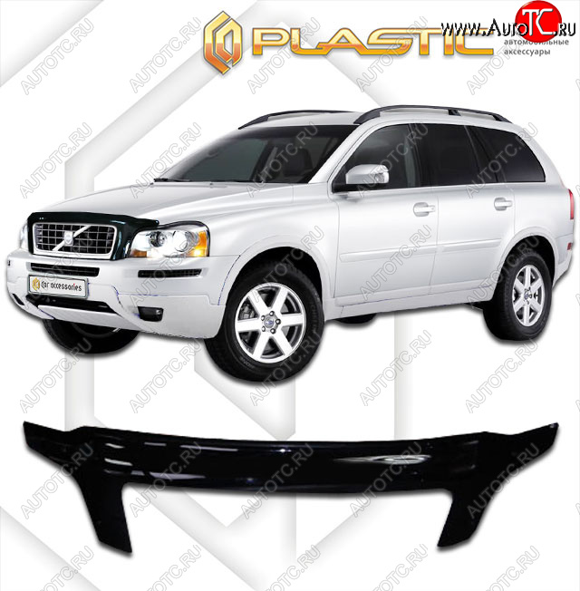 3 099 р. Дефлектор капота CA-Plastic exclusive  Volvo XC90  C (2006-2014) (Classic черный, Без надписи)  с доставкой в г. Санкт‑Петербург