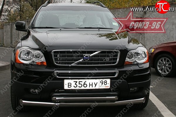 16 379 р. Защита переднего бампера двойная Souz-96 (d76/60) Volvo XC90 C рестайлинг (2006-2014)  с доставкой в г. Санкт‑Петербург