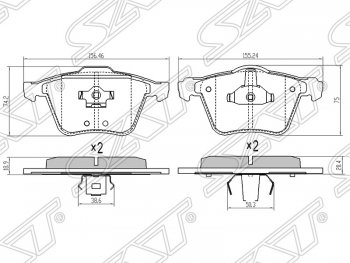 1 149 р. Колодки тормозные SAT (передние)  Volvo XC90 ( C,  L) (2002-2024) дорестайлинг, рестайлинг, дорестайлинг, рестайлинг  с доставкой в г. Санкт‑Петербург. Увеличить фотографию 1