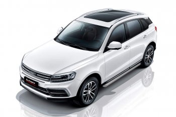 8 549 р. Защита порогов Slitkoff (d57 мм)  Zotye Coupa  B11F (2019-2021) (Сталь с полимерным покрытием. Цвет: серебристый)  с доставкой в г. Санкт‑Петербург. Увеличить фотографию 1