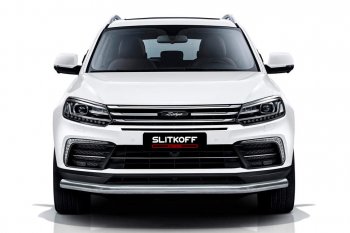 8 699 р. Защита переднего бампера Slitkoff (d57 мм)  Zotye Coupa  B11F (2019-2021) (Нержавейка, Полированная)  с доставкой в г. Санкт‑Петербург. Увеличить фотографию 1