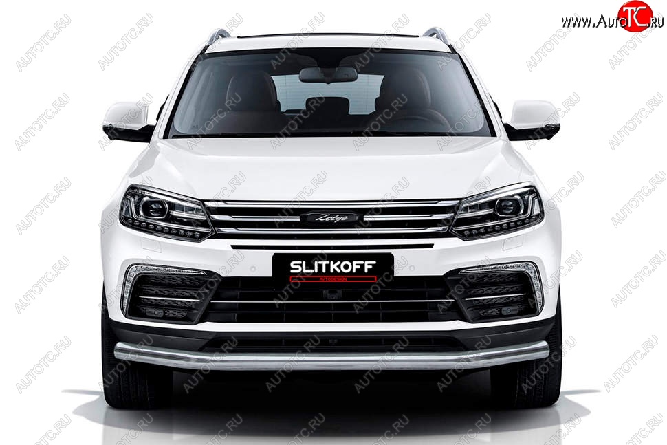 8 699 р. Защита переднего бампера Slitkoff (d57 мм)  Zotye Coupa  B11F (2019-2021) (Нержавейка, Полированная)  с доставкой в г. Санкт‑Петербург