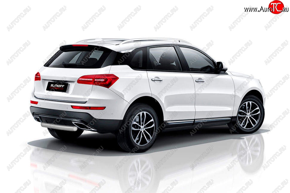 4 399 р. Защита заднего бампера Slitkoff (короткая, d57 мм) Zotye Coupa B11F (2019-2021) (Сталь с полимерным покрытием. Цвет: серебристый)  с доставкой в г. Санкт‑Петербург