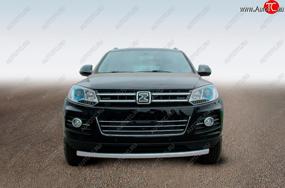 7 249 р. Защита переднего бампера Slitkoff (Ø57 мм, радиусная)  Zotye T600 (2014-2021) (Сталь полимерным покрытием в цвет: серебристый)  с доставкой в г. Санкт‑Петербург